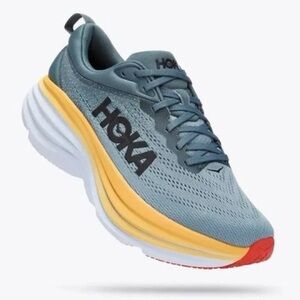 Hoka Bondi 8 wide men's running shoes in  Goblin Blue / Mountain Spring Size 9